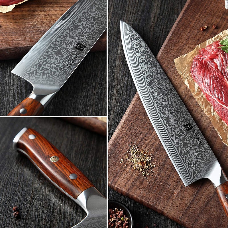 XINZUO 10 Inch Damascus Chef Knife Kitchen Knife Sharp Gyuto Knife Stainless Steel Fashion Professional Chef's Knife with Rosewood Handle - Image 5